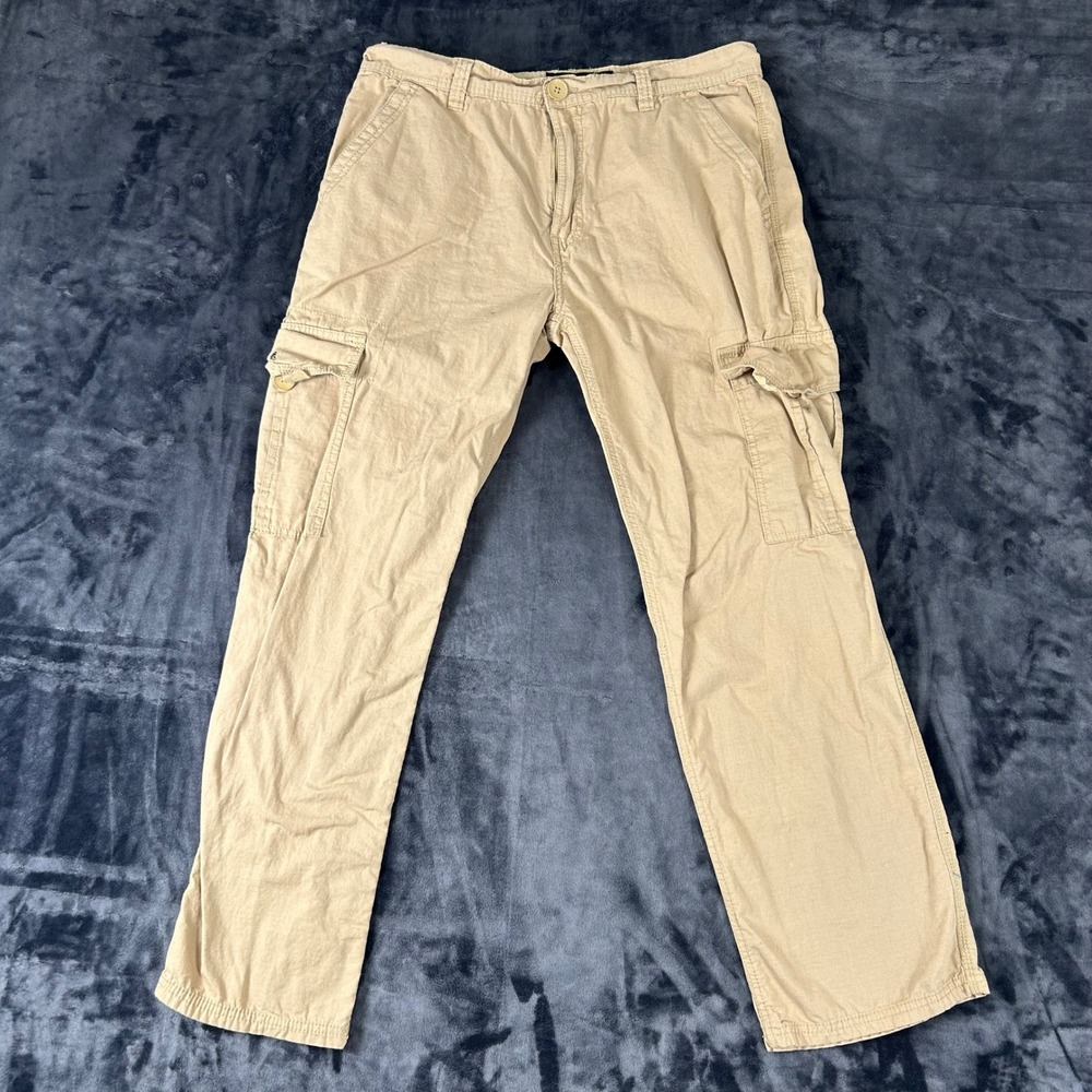 Southpole Cargo Pants Mens 34 Tan Khaki Ripstop Multi Pocket Straight Leg